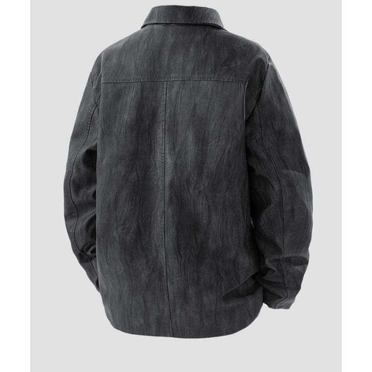 Retro American Biker Faux Leather Jacket Men Autumn Loose  All Match Fashion Motorcycle Casual Coat