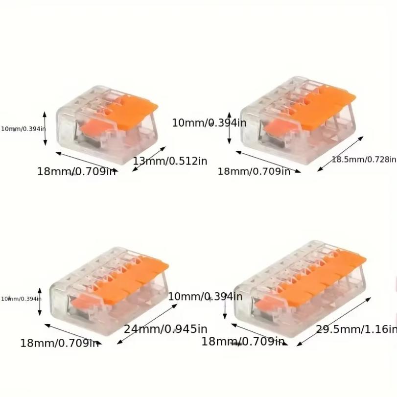 30pc Set of Orange Combination Cable Connectors 2-Port/3-Port/4-Port/5-Port Quick Cable Electrical Jacketed Connection Terminals