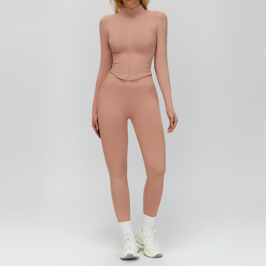 Damen Racerback Geripptes Yoga-Set: Nahtlose Taillenformende & Hüfthebende Fitnessbekleidung