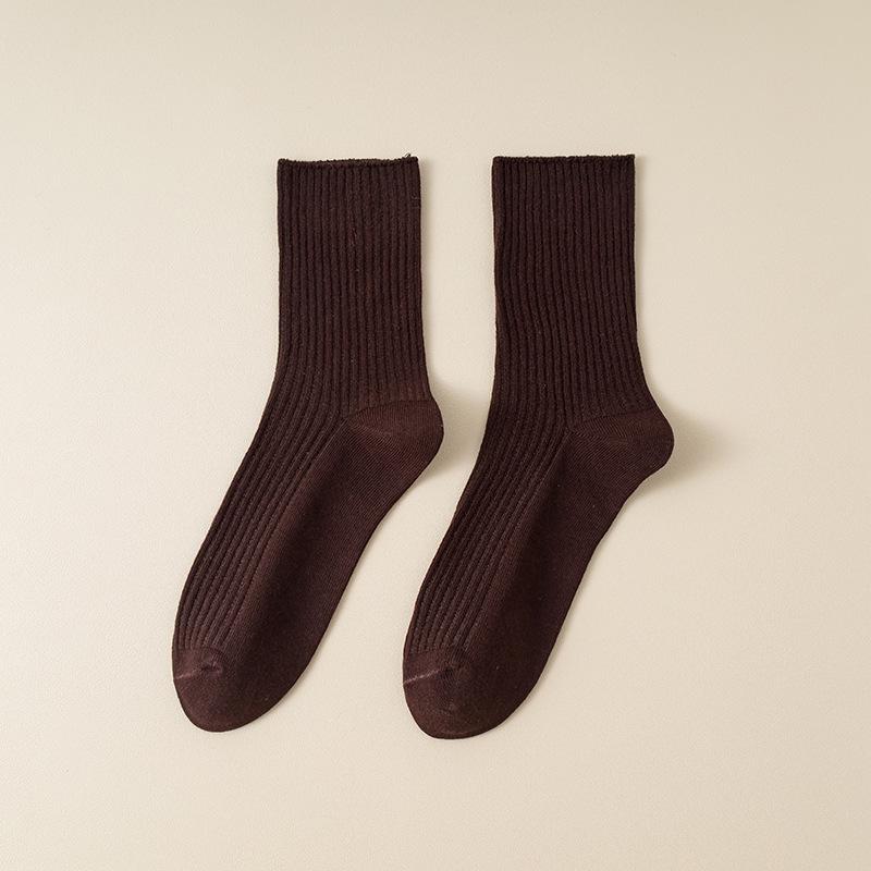 Women's Mid-Calf Cotton Striped Seamless Slouch Socks – Breathable, Casual, and Versatile for Autumn/Winter