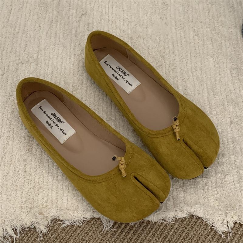 IPPEUM Velvet Mary Jane Shoes 2025 New Ballerinas Shoes Mujer Split Toe Ballet Flats