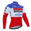 Soudal Quick Step France Jesienny Zestaw Koszulek Rowerowych Ubrania na Rower Szosowy Długi Rękaw Jednolity Strój MTB Spodenki na Szelkach Rowerowe Koszulka Sportowa do Jazdy