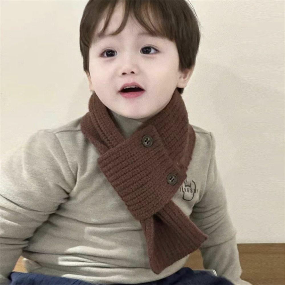 Solid Color Boys Girls Scarf Winter Children's Cross Scarves Fashion Kids Knitted Scarf  Gifts