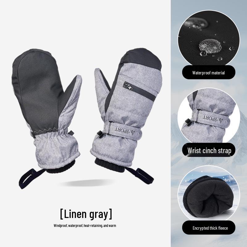 Unisex zimní lyžařské rukavice: Silný samet, voděodolný, větruodolný, dotykový displej, protiskluzový pro venkovní cyklistiku