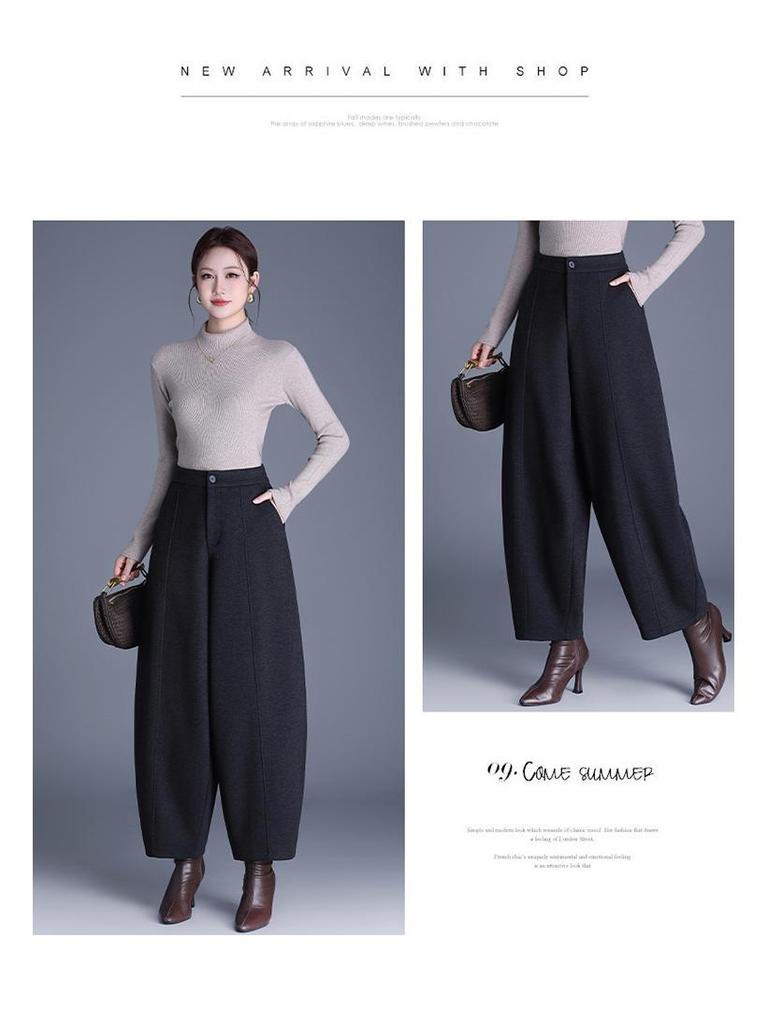 Winter Casual Warm Slimming Pumpkin Harem Pants – Korean Style Wide Leg