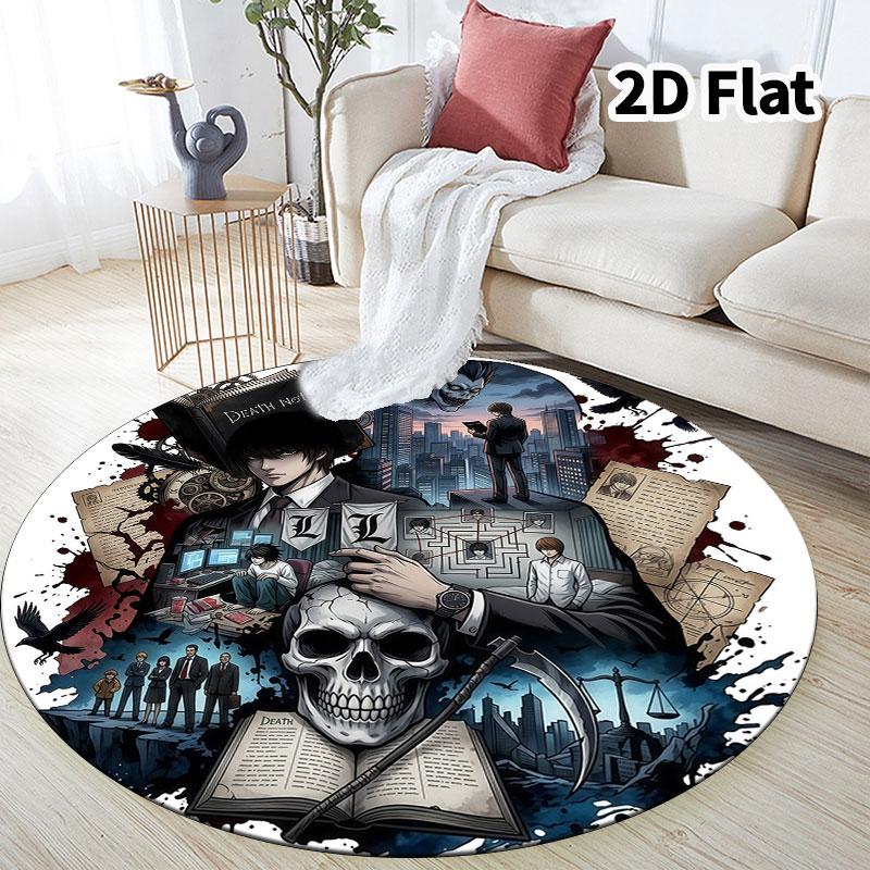 Death Note Round Area Rug Carpet Rug For Living Room Bedroom Sofa Playroom Decor Nonslip Floor Mat