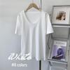 Women's Coffee-Colored U-Neck Short-Sleeve Slim Fit T-Shirt