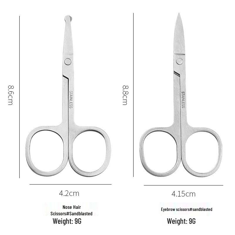 Stainless Steel Eyebrow and Nose Hair Scissors - Round & Pointed Tips, Mirror Polished.