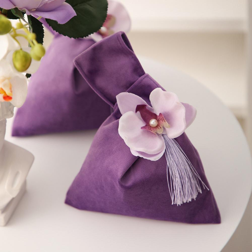 Velvet Flower Tassel Wrist Bag Temperament Festive Sugar Box  Cheongsam Accessories
