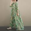 DIMANAF New 2026 Summer Beach Women Plus Size Lady Long Dress Loose Oversize Vintage Maxi Floral Print Cotton