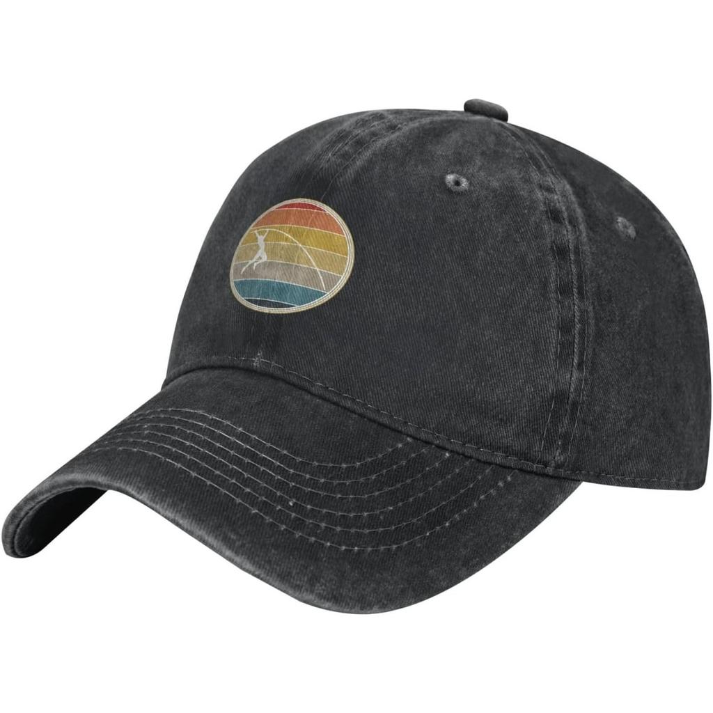 Retro Pole Vault Baseball Cap Washed Cotton Low Profile Sun Hat for Unisex Adults