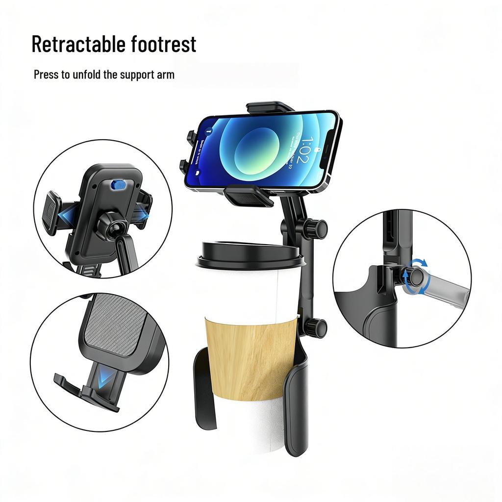 Universal Rotating Car Cup Phone Holder for Ride-hailing