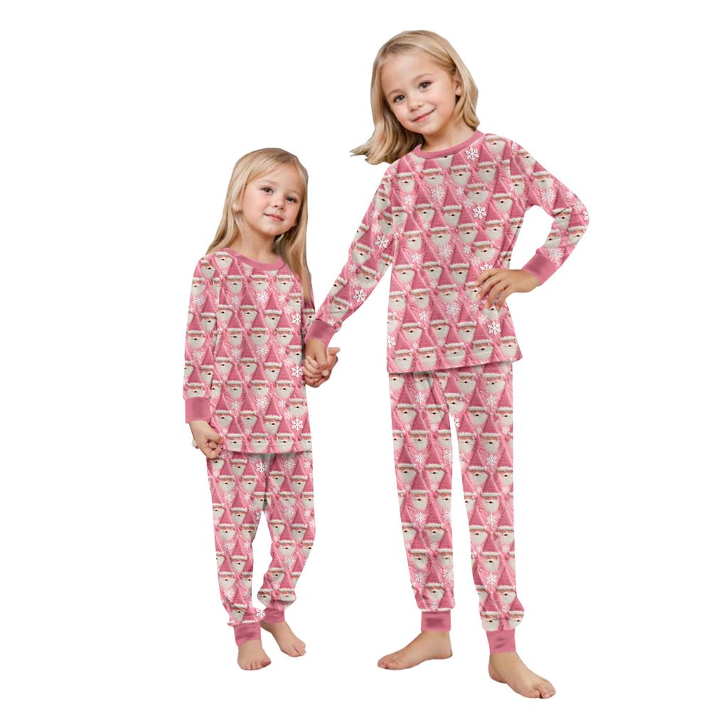 Set de pijama din flanelă cu imprimeu de Crăciun coordonat pentru familie, cu bluză cu mânecă lungă și pantaloni
