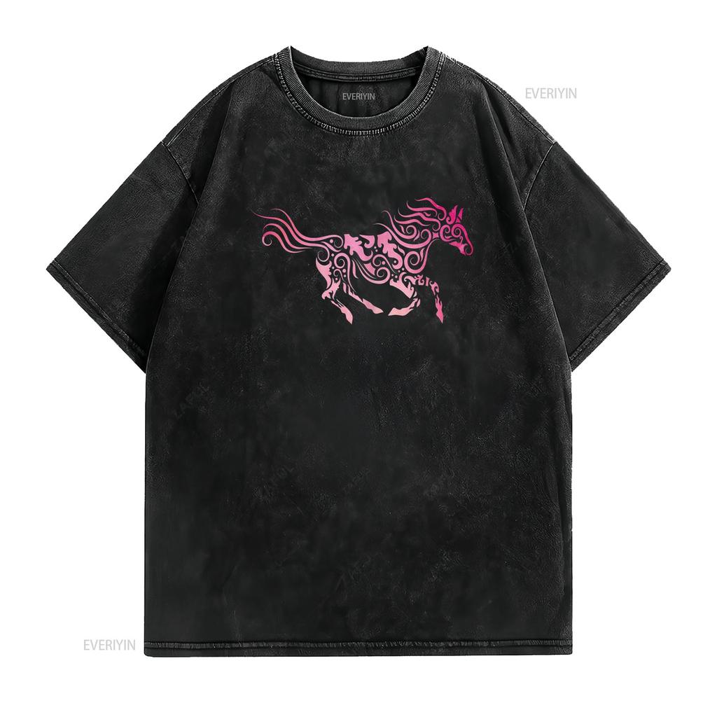 Fast Watercolor Horse T Shirt for Girls Women vintage Washed Versatile Breathable Soft designer clothes fashion Stylish