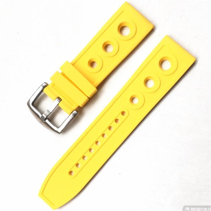 New Luxury Blue Red Black Yellow Silicone Rubber Watchband 22mm Smooth Hole Strap Fit For Breit-ling Avenger Superocean Watch