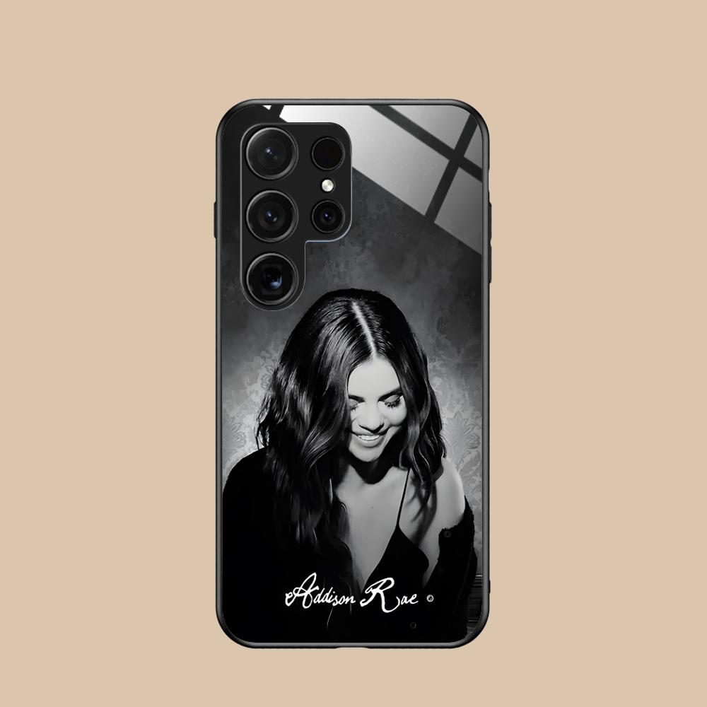 Addison Rae Glass Mobile Phone Case for Samsung Galaxy S26 S25 S24 S23 S22 S21 S20 Note20 Plus FE Ultra Colorful Cover