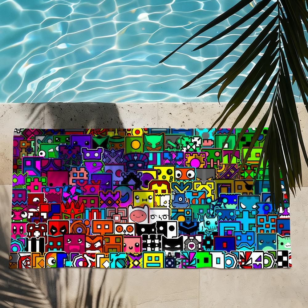 Spil Geometry Dash Håndklæde Hurtigttørrende Strandhåndklæder Er Velegnede Til Svømmebassiner Camping Yoga Og Fitnesscentret