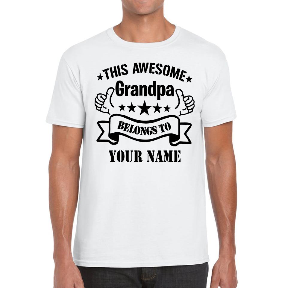 Personalised This Awesome Grandpa Father s day Unisex Mens T Shirt Womens Tops Tees 4XL