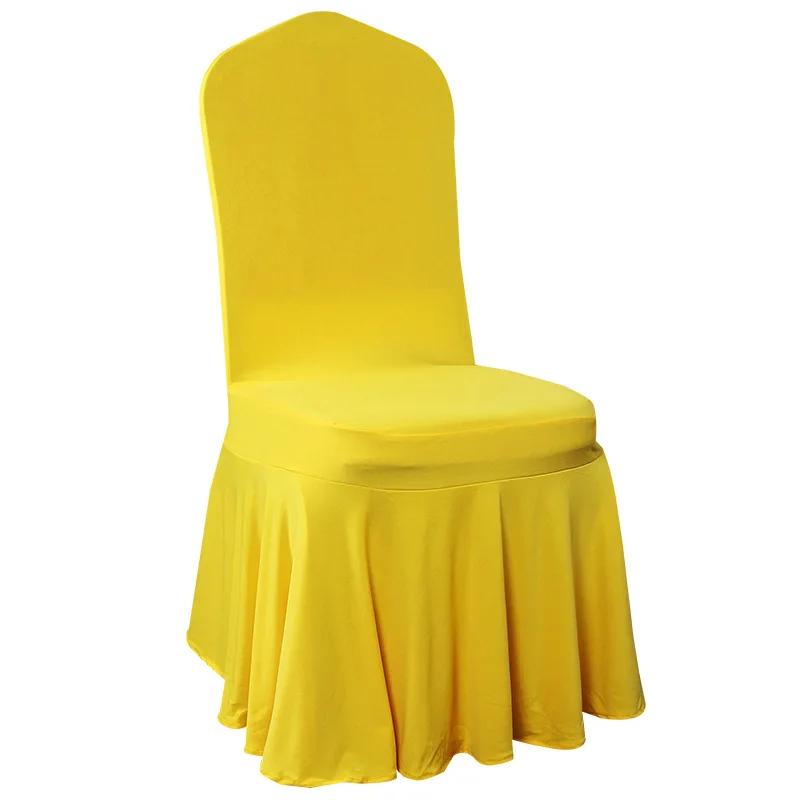 Solid Color Wedding Chair Cover Party Decoration Spandex With Skirt Pleated Use Elastic Stretch Dining Luxury Birthday Banquet