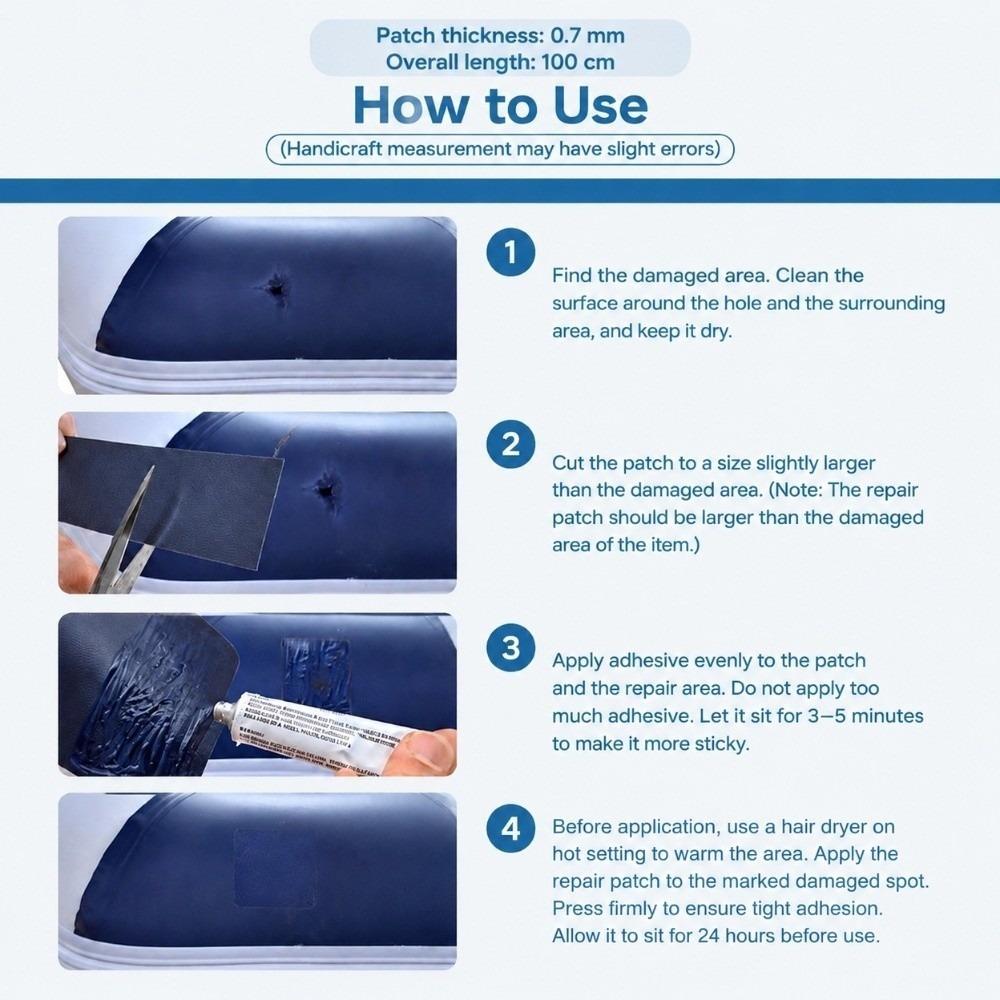 Waterproof PVC Repair Patch Thickened Boat Repair Patch Inflatable Repair Kit Outdoor Repair