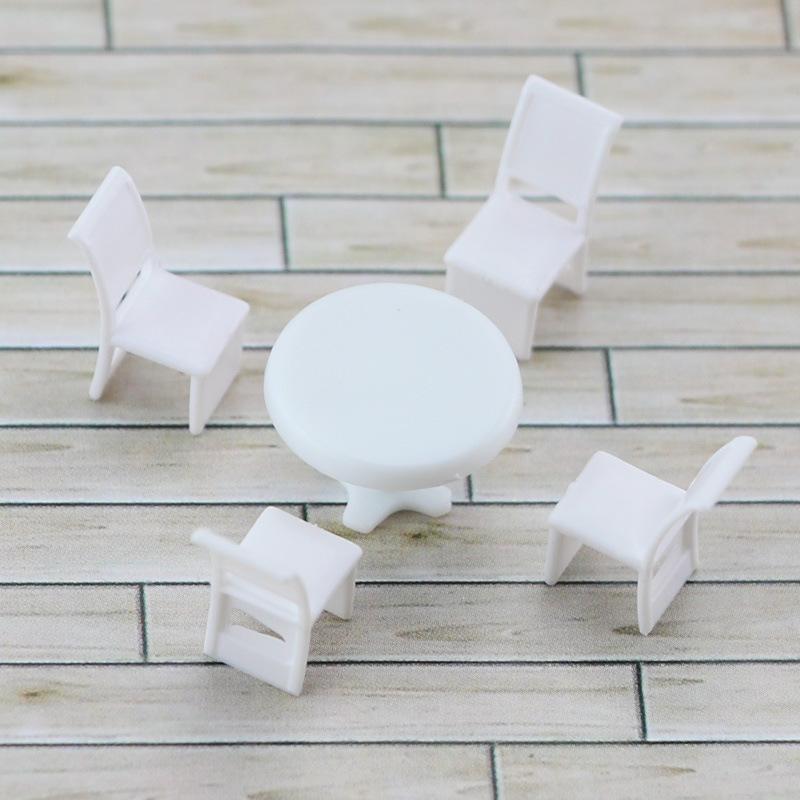 Mini Furniture Table Chairs Model Set Wear Resistant 1:50 1:75 1:100 Scale for Sandtable Diorama Railway Scene Build