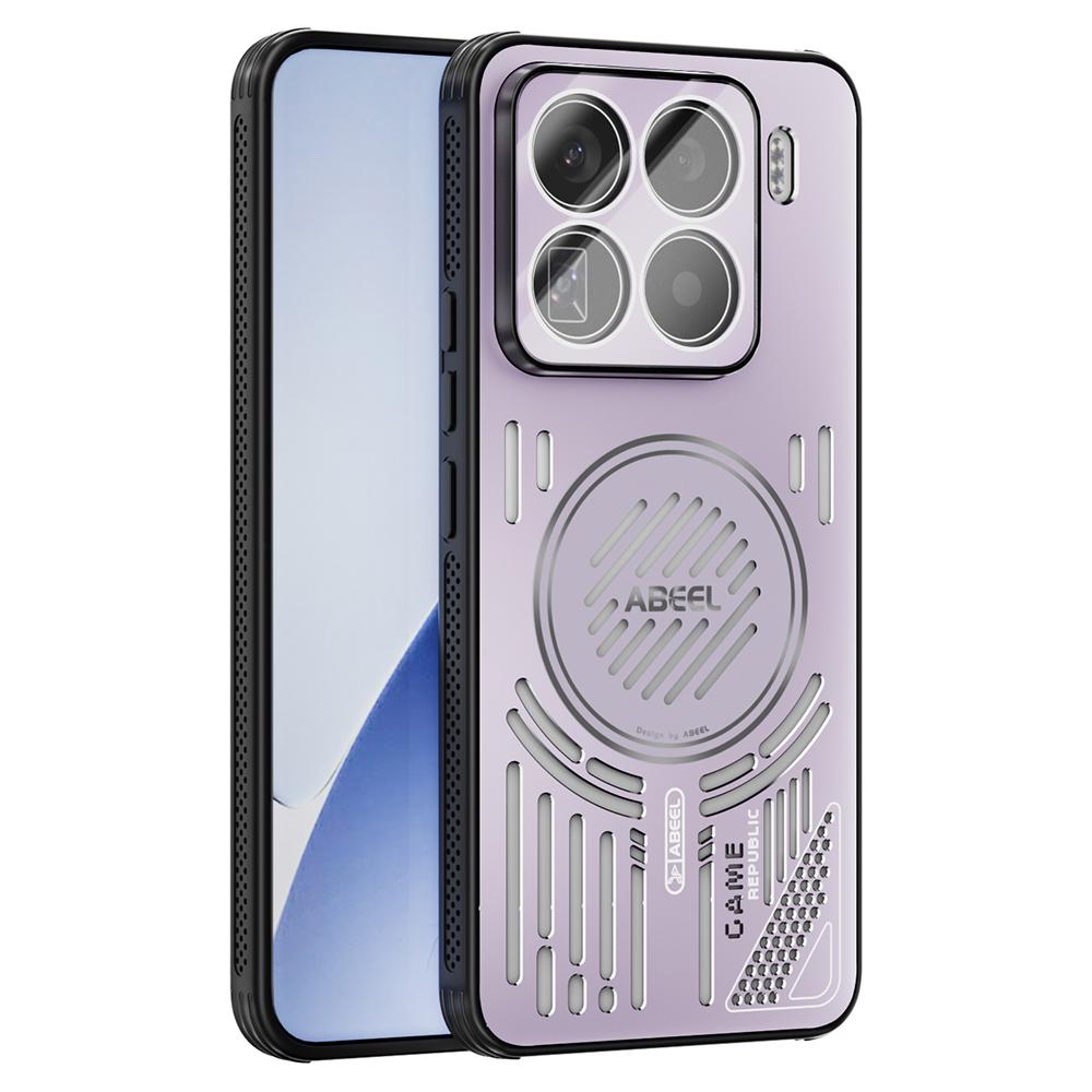 

For Xiaomi 15 Pro Magnetic Case Aluminium Alloy+PC+TPU Hollow Heat Dissipation Phone Cover Pink Purple