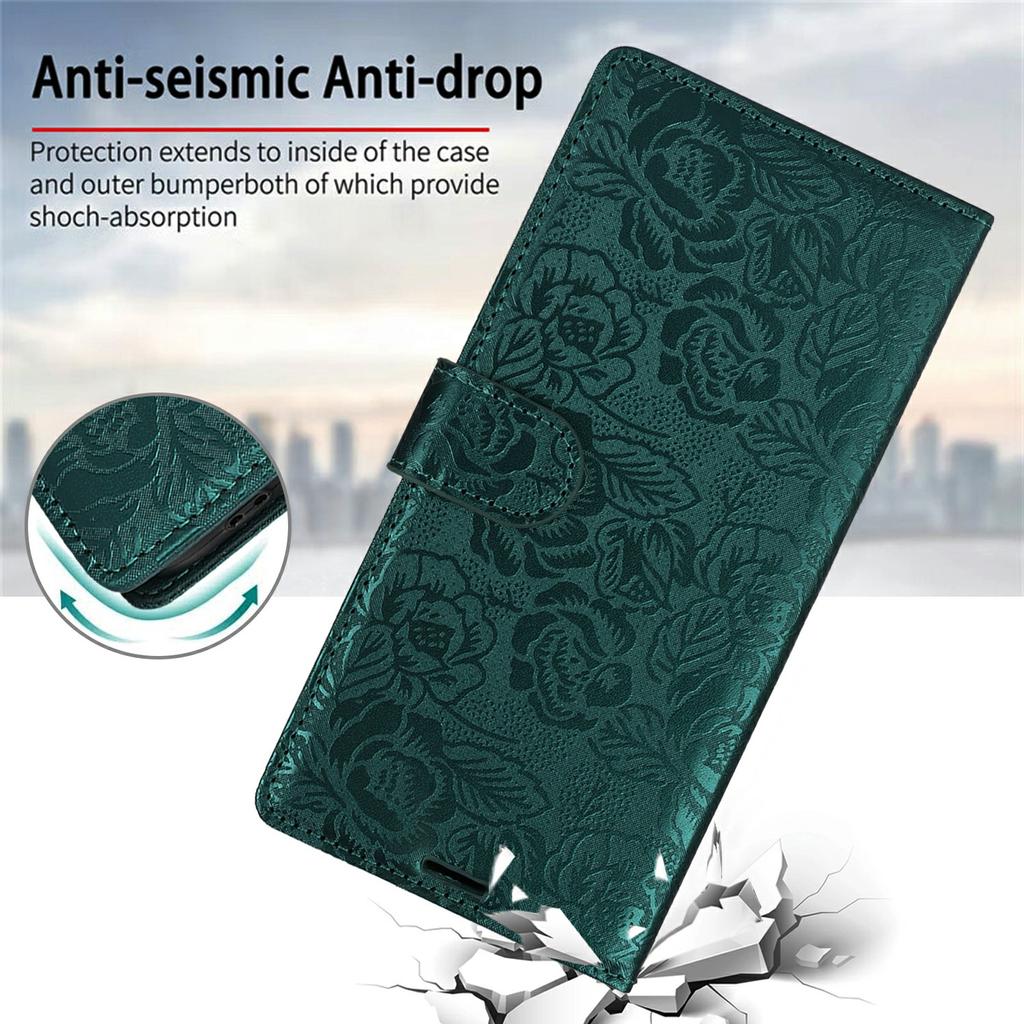 For Samsung Galaxy A55 5G Case with Hand Strap Flower Imprint Leather Wallet Phone Cover