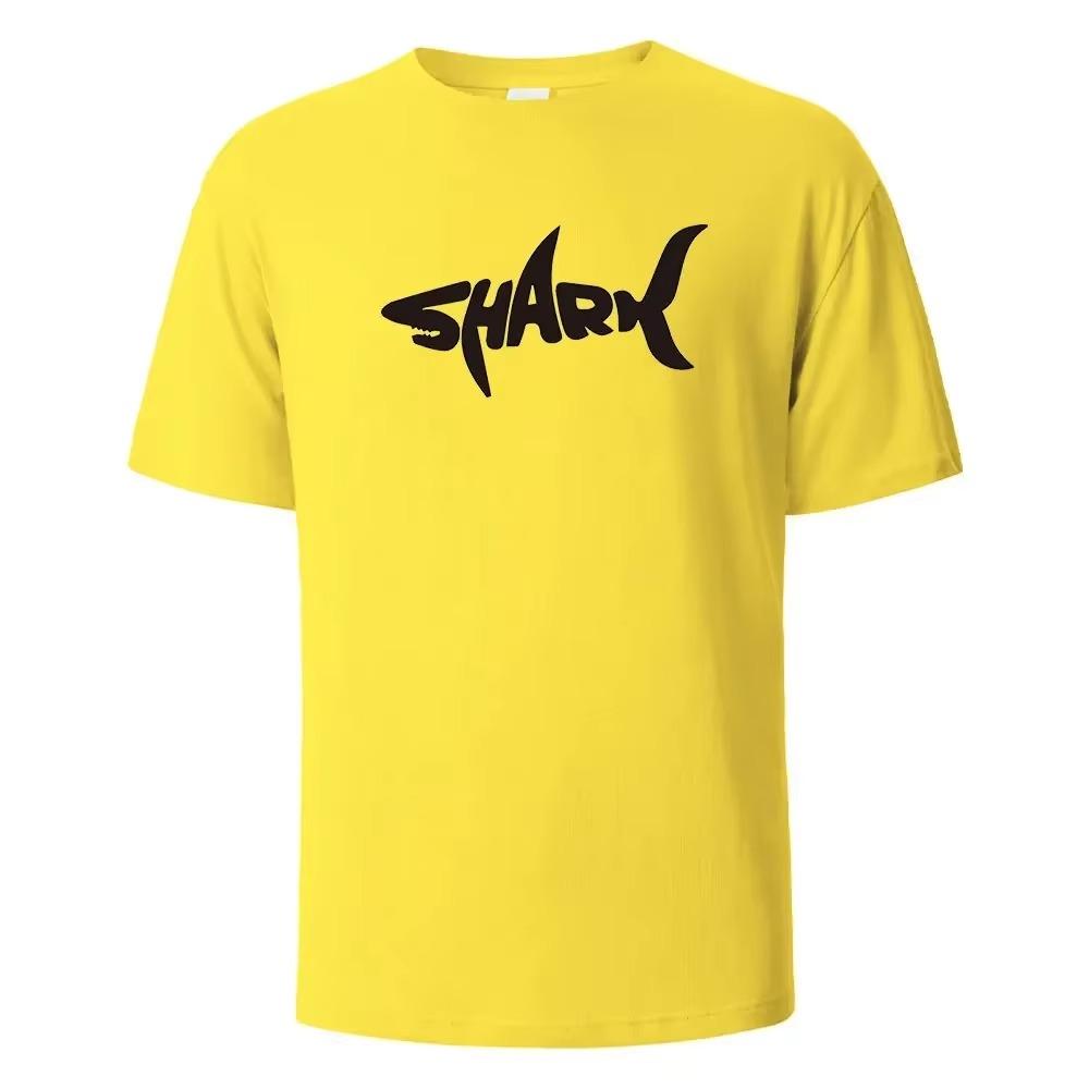 Fashion Shark Print T-shirt 100% Cotton Summer Casual T-shirt Men's Casual Top
