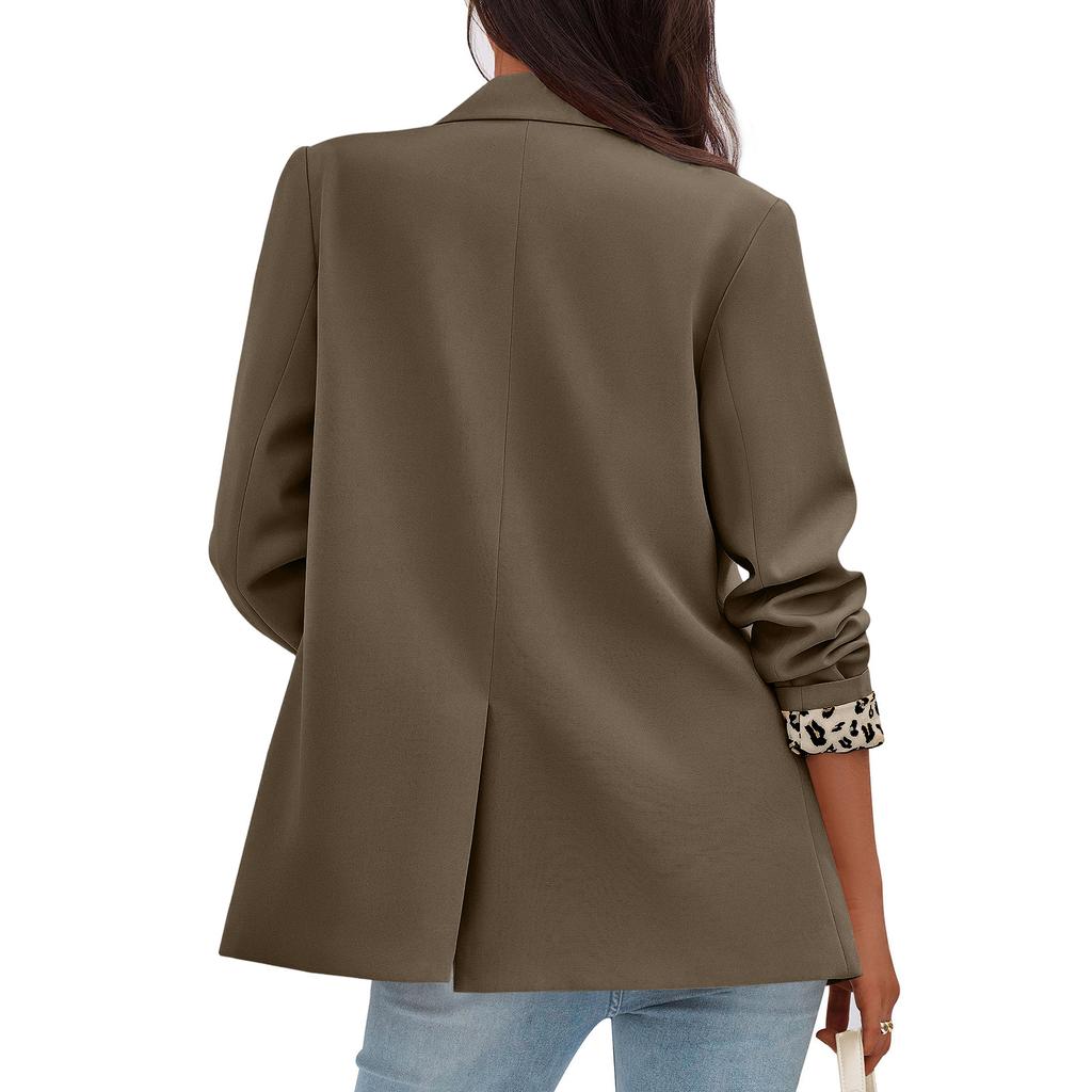 Women's Faux Suede Button Jacket Oversized Gathered Hem Short Length Coat Casual Vintage Outerwear With Pockets