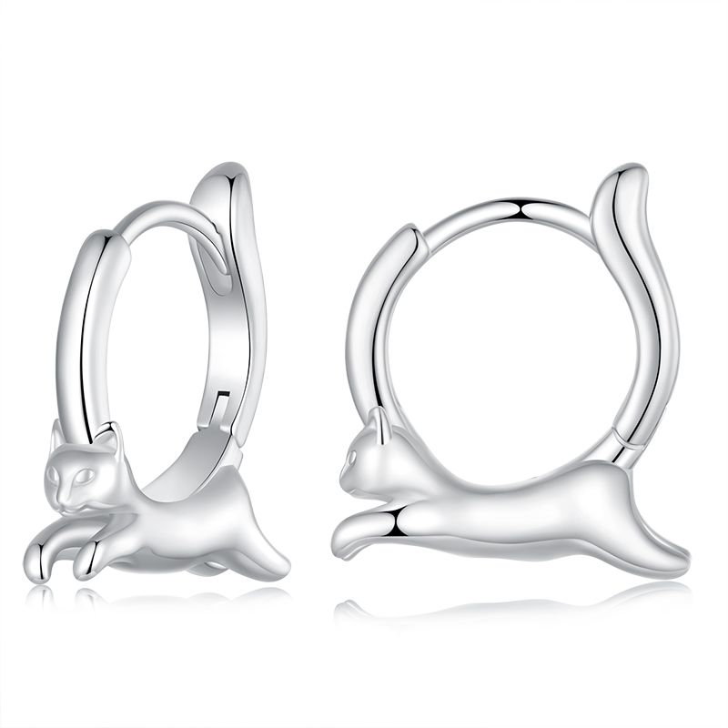 WOSTU Snake Dog Cat Ear Buckles Women 925 Silver Dachshund Hoop Earrings Girl Party Birthday Gift Minimalism Jewelry