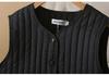 2025 Autumn/Winter Plus Size Vertical Stripe Lightweight Padded Vest for Slimming Chubby Girls, Style 1754