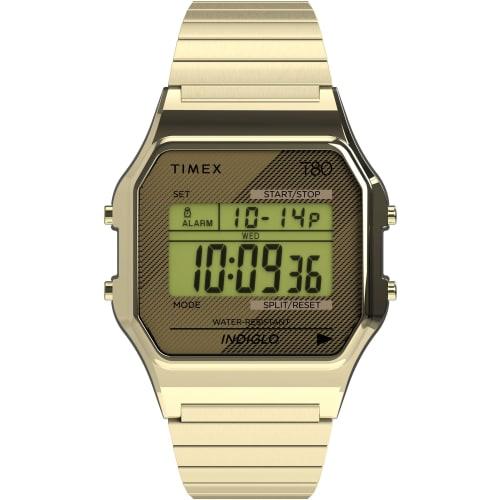

Timex T80 34mm Watch, Gold Expanded, Full Size, 34mm T80.