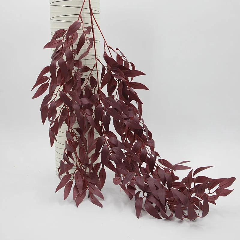 5Pc Artificial Willow Leaf Plant Rattan Wall Hanging Decoration Wedding Ceiling Background Fake Plants Vine Home Christmas Decor