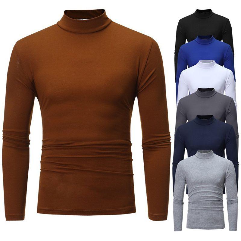 Men's Warm High Neck Solid Color Pullover Jumper Sweater For A Stylish Look