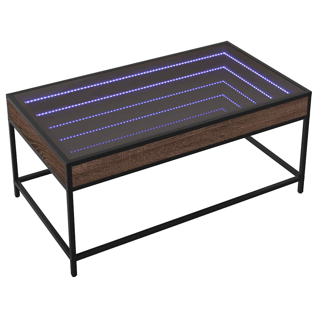 Stolik Kawowy Z Led Infinity, Brązowy Dąb, 90X50X41 Cm