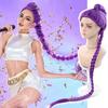 Syntetisk Cosplay-parykk Dame Lilla Fullhode-parykk med Enkelt Hestehale Egnet for Halloween og Jul Cosplay