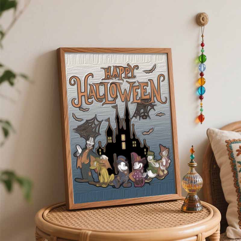 Disney Halloween Mickey Mouse Castle Paint by Numbers Art Kit Handmade Painting Home Decor Gift