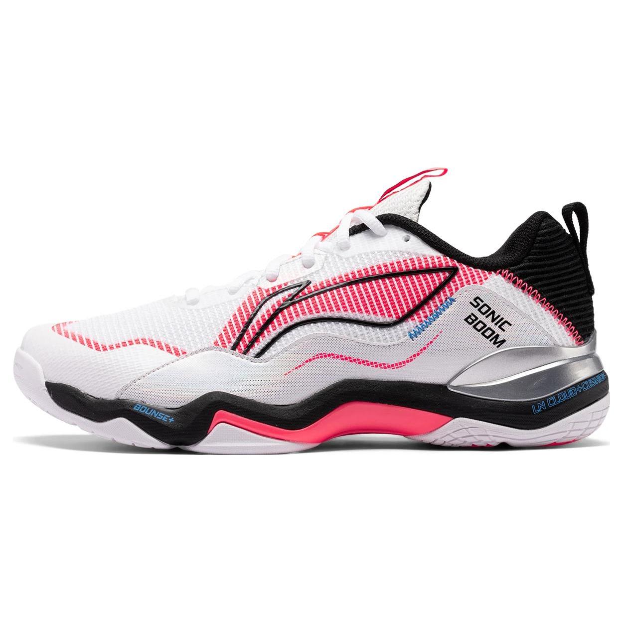 

Li Ning OP Textile, Synthetic Leather Abrasion Resistant Low top Badminton Shoes Unisex White Pink Black AYZU007-1 40