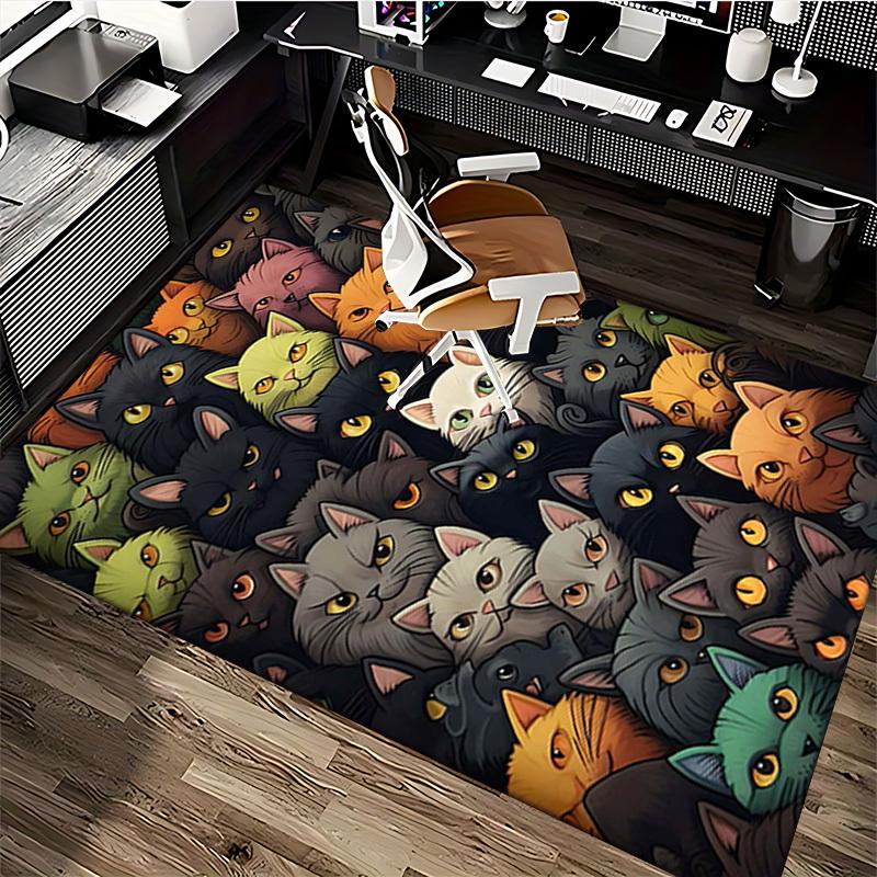 1pc Colorful Cat Pattern Chair Mat - Festive Gift for Office Chairs, Non-Slip Carpet Suitable for Home Decor, Living Room, Bedroom, Game Room.P090