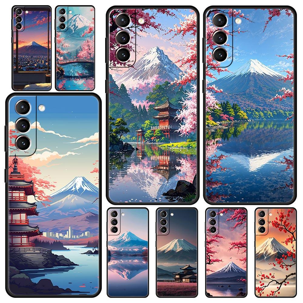Japan Mount Fuji Cherry Blossom Phone Case For Samsung Galaxy S25 Edge S24 S23 S22 S21 Ultra S20 FE 5G S10 S10E S9 Plus Cover