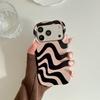 Water Ripple Double Color Contrast Case for iPhone 17 16 15 14 13 Pro Max Glossy Wave Border Shockproof Slim Cover