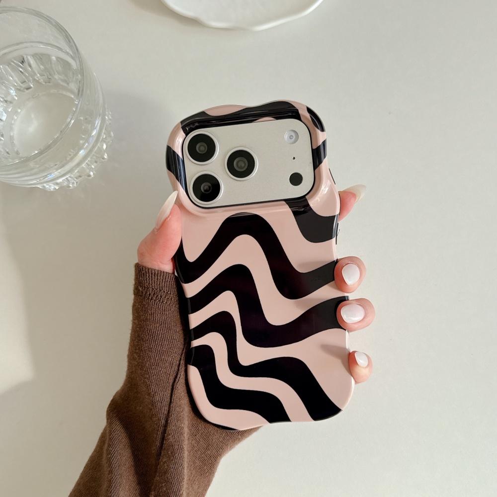 Water Ripple Double Color Contrast Case for iPhone 17 16 15 14 13 Pro Max Glossy Wave Border Shockproof Slim Cover