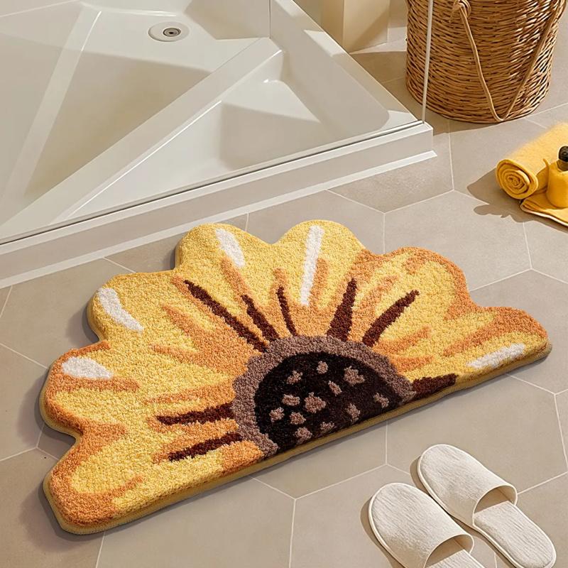 Tropical Green Leaf Bathroom Floor Mat Soft Plush Anti Slip Mat Bathroom Shower Bathtub Front Home Decoration