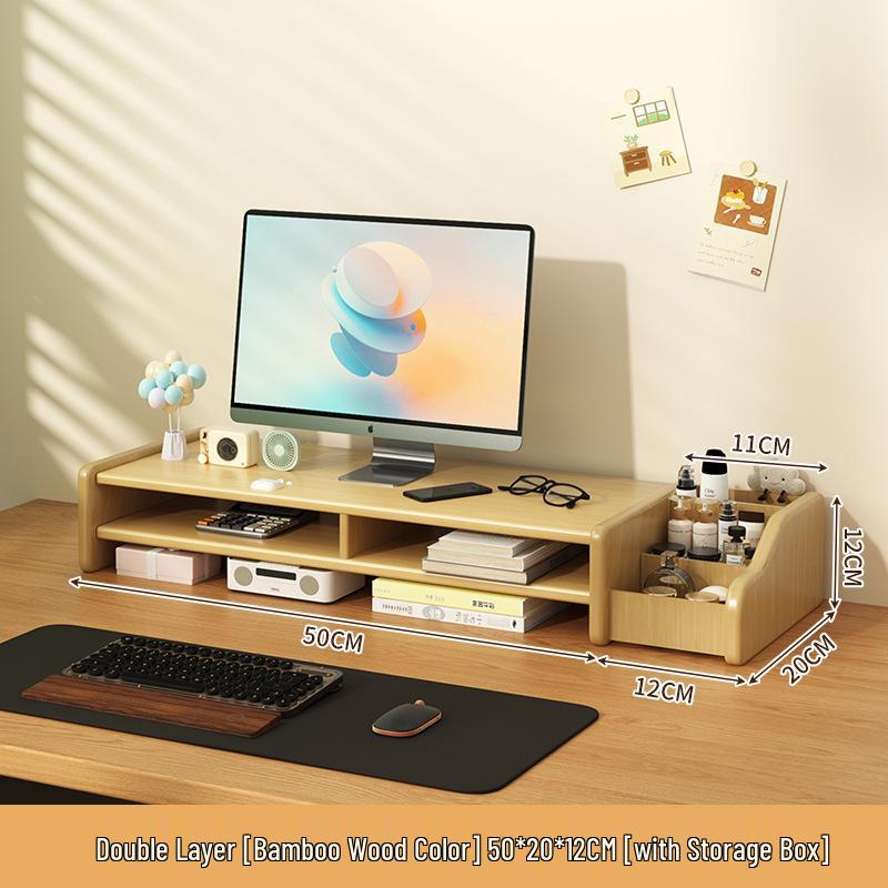 Monitor Riser Desktop Stand with Storage Shelves