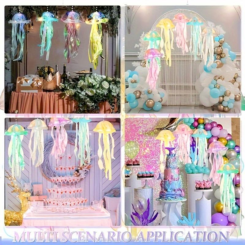 5pcs Led Jellyfish Lanterns - Colorful Hanging Decor For Birthdays, Weddings, Ocean Themes & Christmas - Battery Included