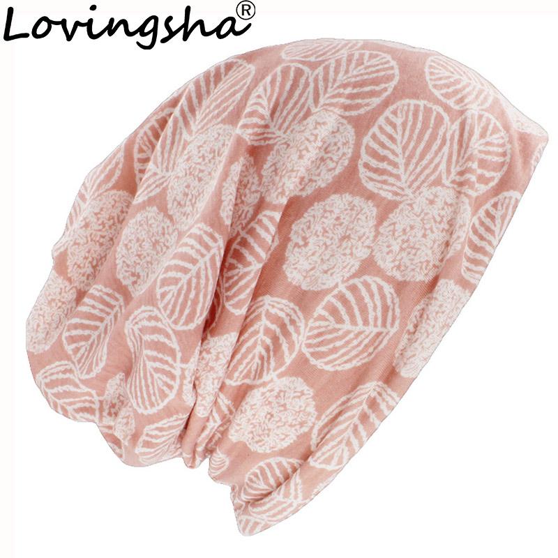 

LOVINGSHA Autumn Winter Thin Women Skullies Beanies Print Design Hats For Men Girl Hot Feminino Multifunction Warm Scarf