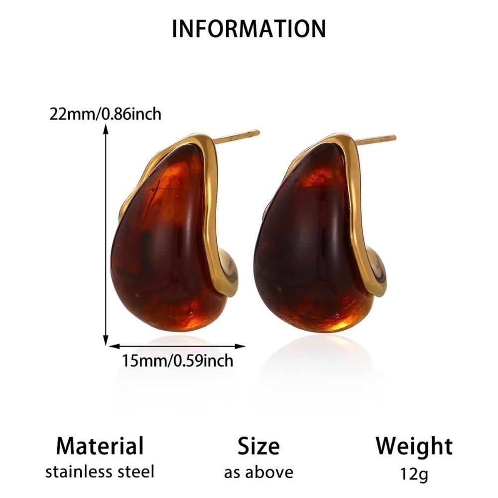 Stainless Steel Resin Amber Earrings Lightweight Hypoallergenic Acrylic Teardrop Earrings Translucent Drop Hoops Translucent