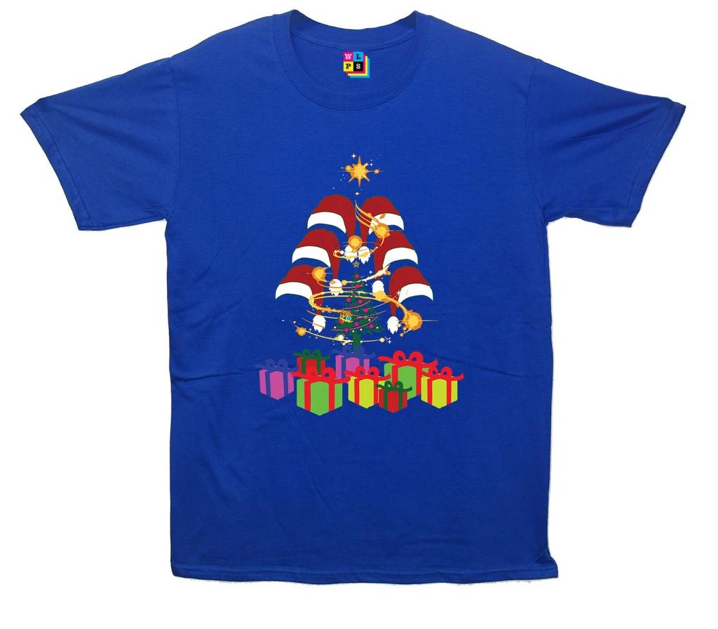 Christmas Presents, Santa Hats & Tree Printed T-Shirt