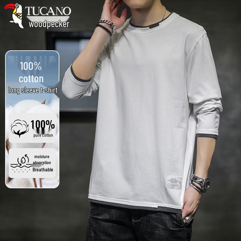 TUCANO Men s Pure Cotton Color Block Mock Two-Piece Polo T-Shirt XL