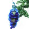 2PCS Simulation Peacock Bird Statue Glitter Clip On Artificial Feathered Peacock with Long Tail for Xmas Tree Holiday